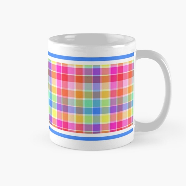 Bright pastel rainbow plaid classic mug