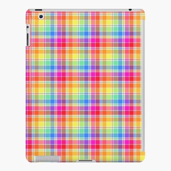 Bright pastel rainbow plaid iPad case