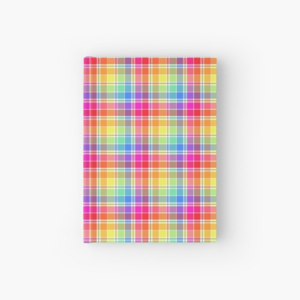 Bright pastel rainbow plaid hardcover journal