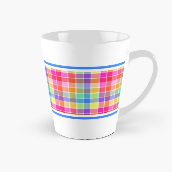 Bright pastel rainbow plaid tall mug