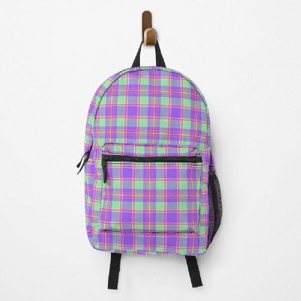 Purple, Mint Green, and Hot Pink Plaid Backpack