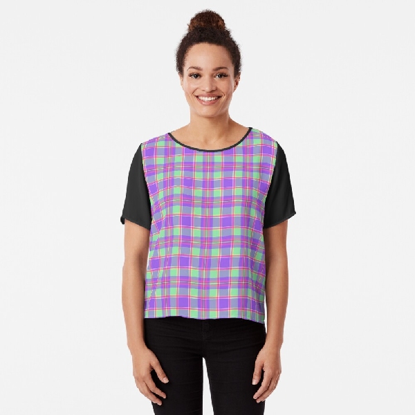 Purple, Mint Green, and Hot Pink Plaid Top