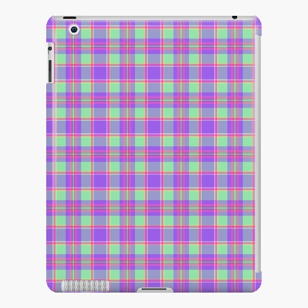 Purple, mint green, and hot pink plaid iPad case