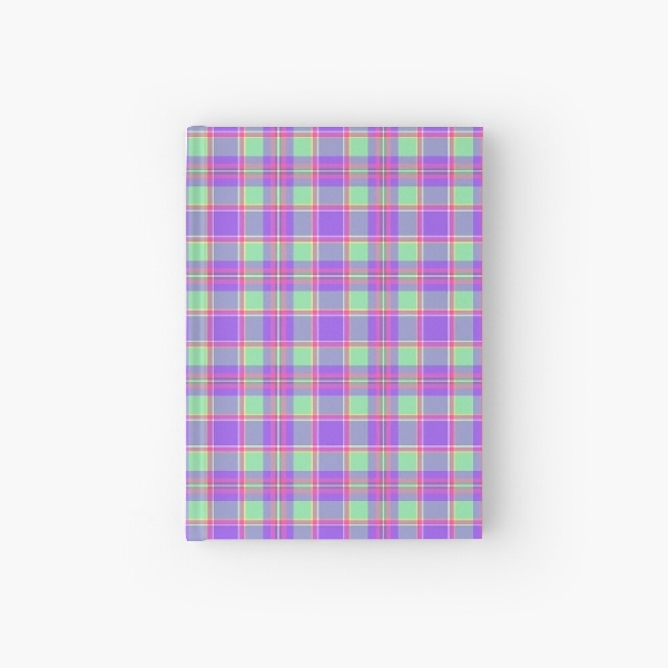 Purple, mint green, and hot pink plaid hardcover journal