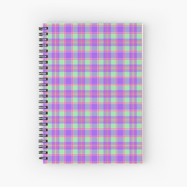 Purple, Mint Green, and Hot Pink Plaid Notebook