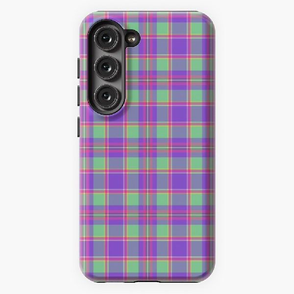 Purple, mint green, and hot pink plaid Samsung Galaxy case