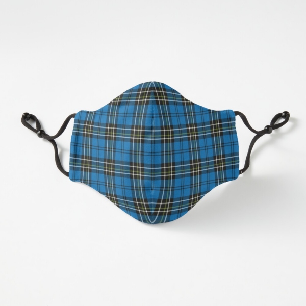 Blue vintage plaid fitted face mask