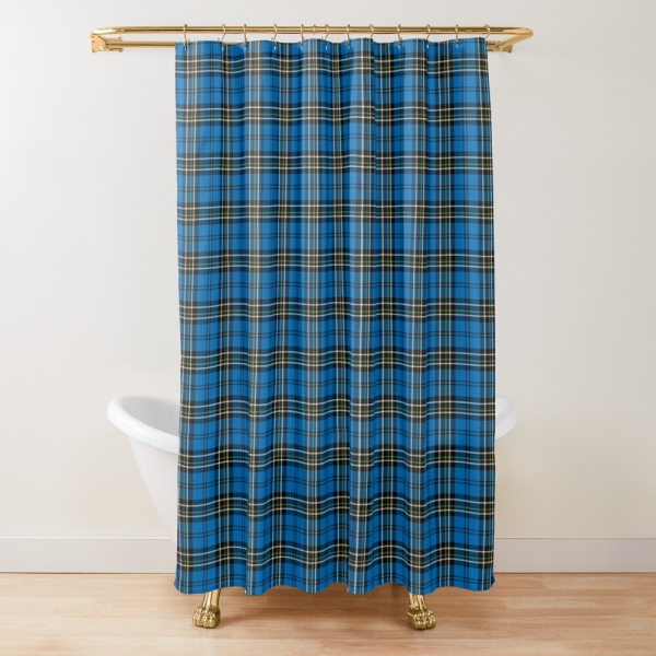 Blue vintage plaid shower curtain