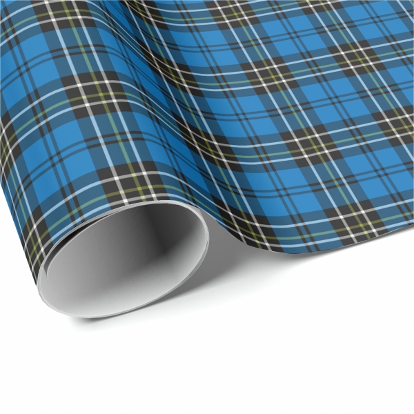 Blue Vintage Plaid Wrapping Paper