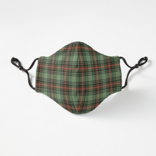 Green vintage plaid fitted face mask