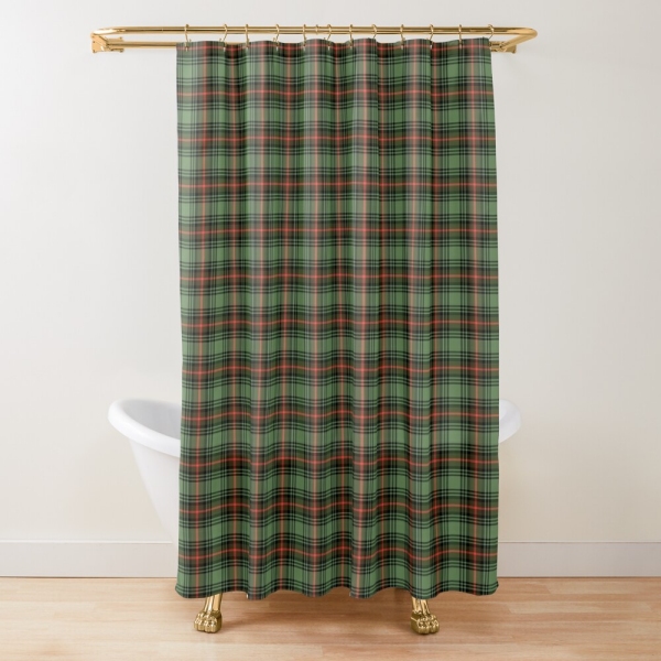 Green vintage plaid shower curtain