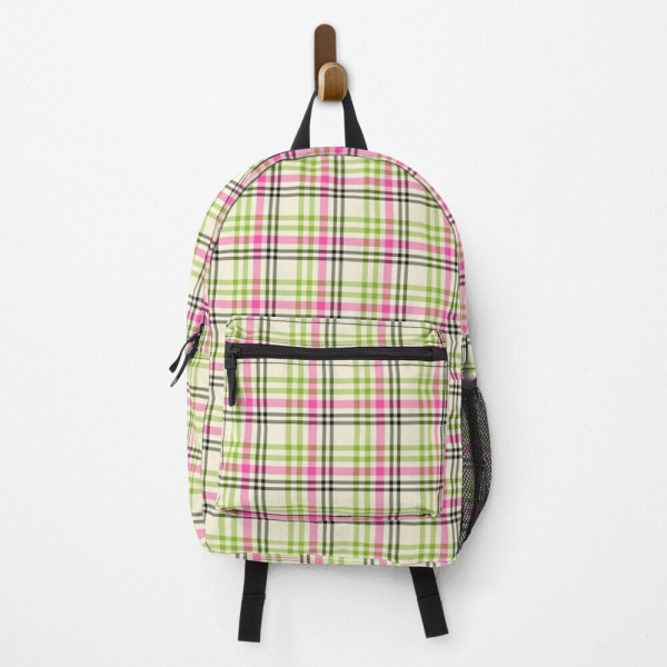 Hot Pink and Lime Green Vintage Plaid Backpack