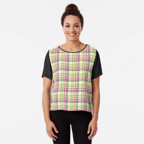 Hot Pink and Lime Green Vintage Plaid Top
