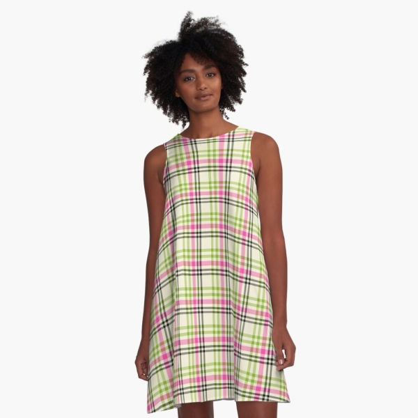 Hot Pink and Lime Green Vintage Plaid Dress