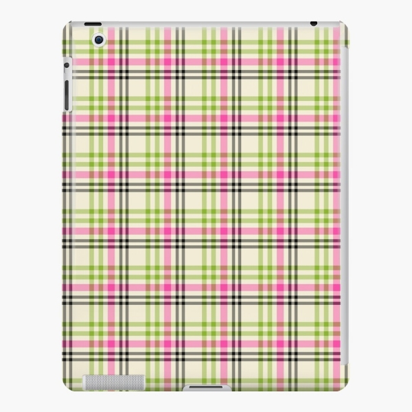 Pink and lime green vintage plaid iPad case