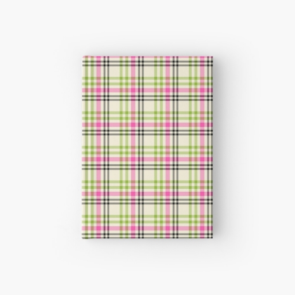 Pink and lime green vintage plaid hardcover journal