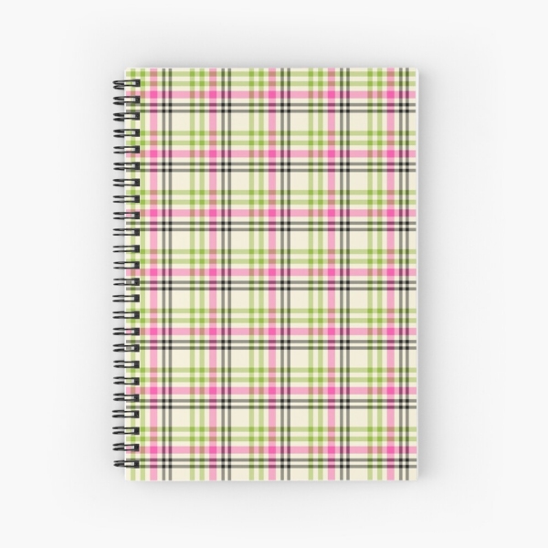 Hot Pink and Lime Green Vintage Plaid Notebook
