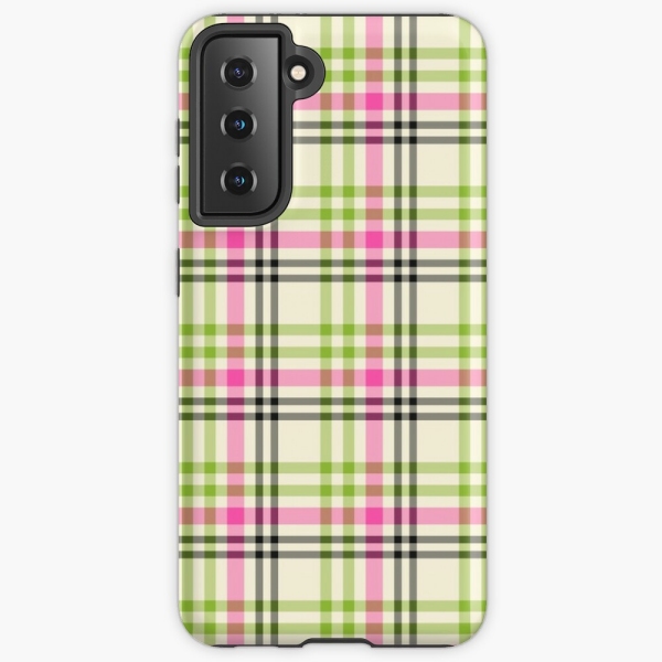 Hot Pink and Lime Green Vintage Plaid Samsung Case