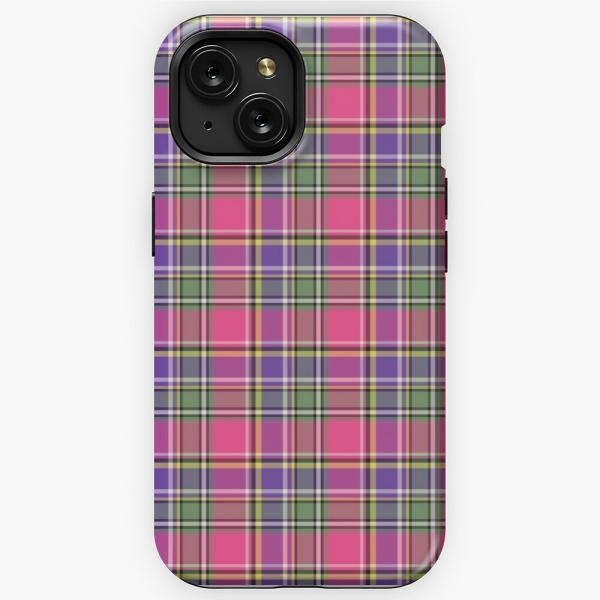 Hot pink and purple vintage plaid iPhone case