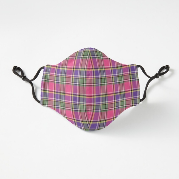 Hot pink and purple vintage plaid fitted face mask