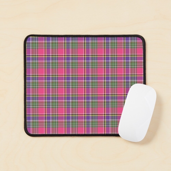 Hot pink and purple vintage plaid mouse pad