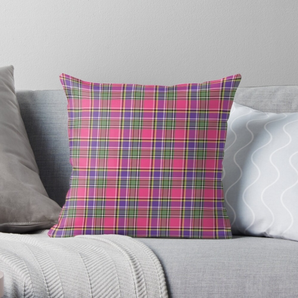 Hot pink and purple vintage plaid throw pillow