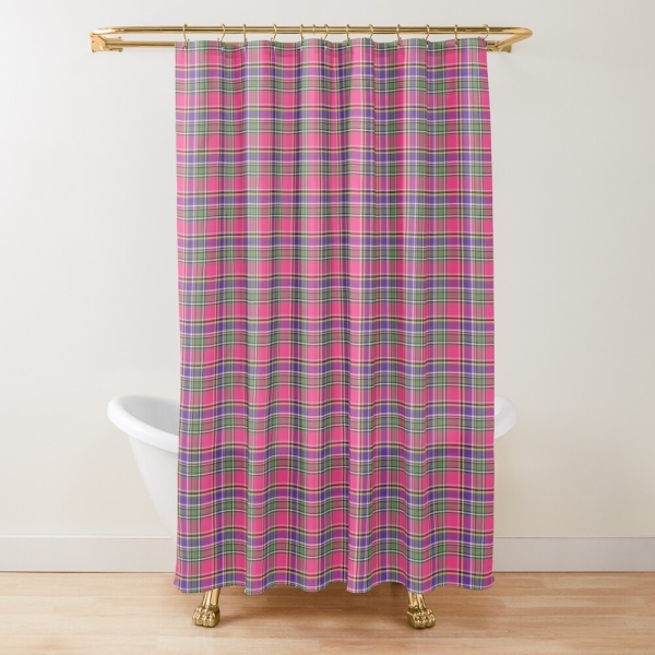 Hot pink and purple vintage plaid shower curtain