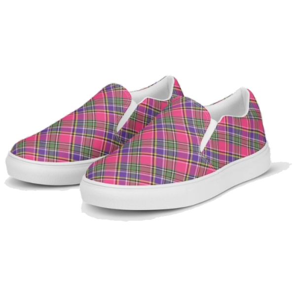 Pink and purple vintage plaid women's slip-on shoes
