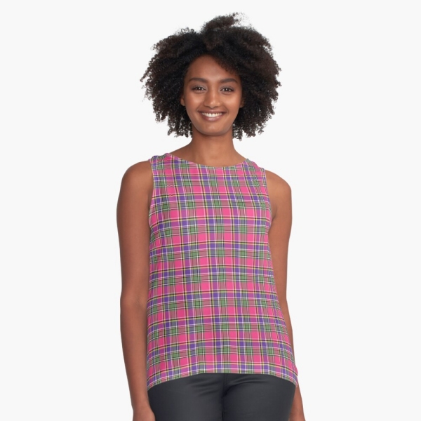 Hot pink and purple vintage plaid sleeveless top