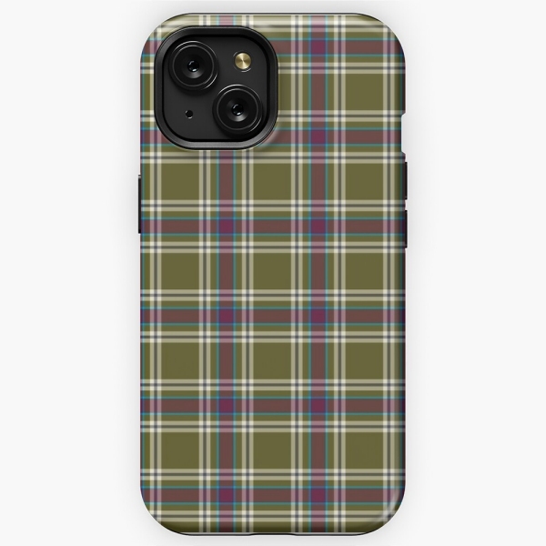 Moss green and purple plaid iPhone case