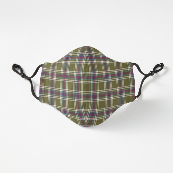 Moss green and purple plaid fitted face mask