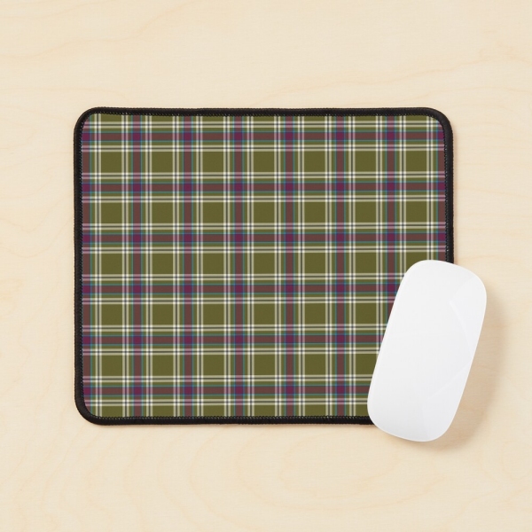 Moss green and purple plaid mouse pad