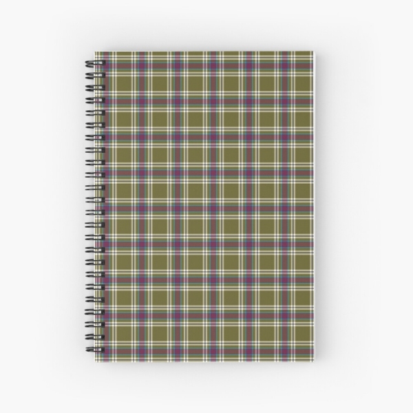 Moss green and purple plaid spiral notebook