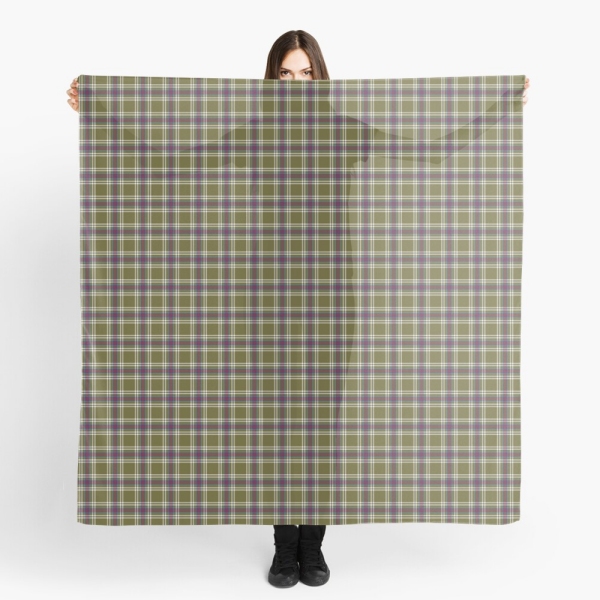 Moss green and purple plaid scarf