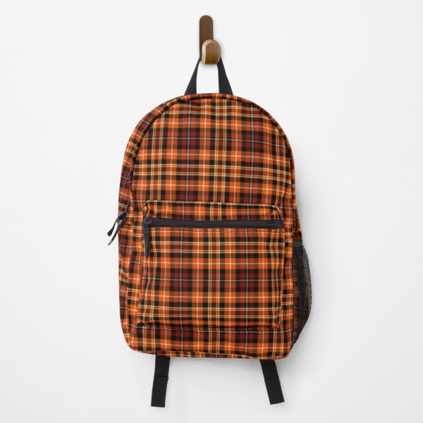 Orange and brown plaid backpack