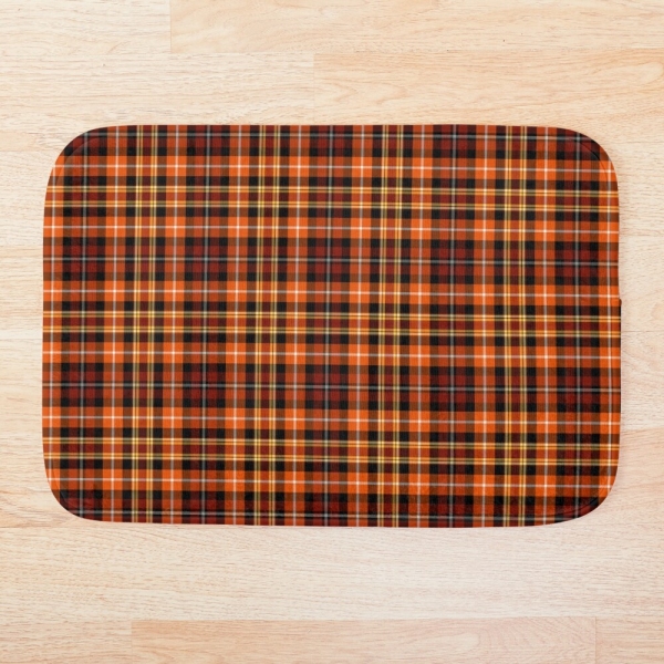 Orange and brown plaid floor mat