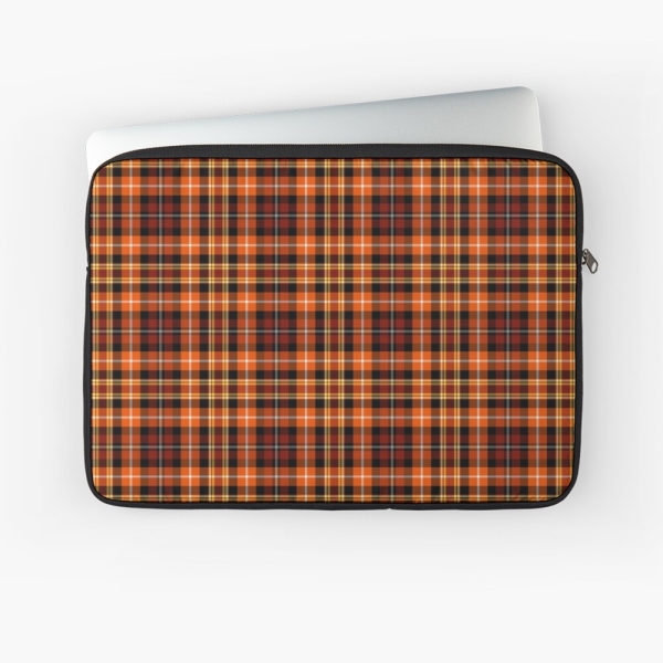 Orange and brown plaid laptop sleeve