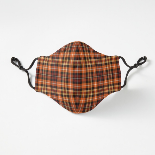 Orange and brown plaid fitted face mask