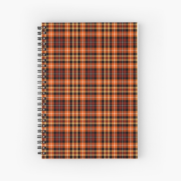 Orange and brown plaid spiral notebook