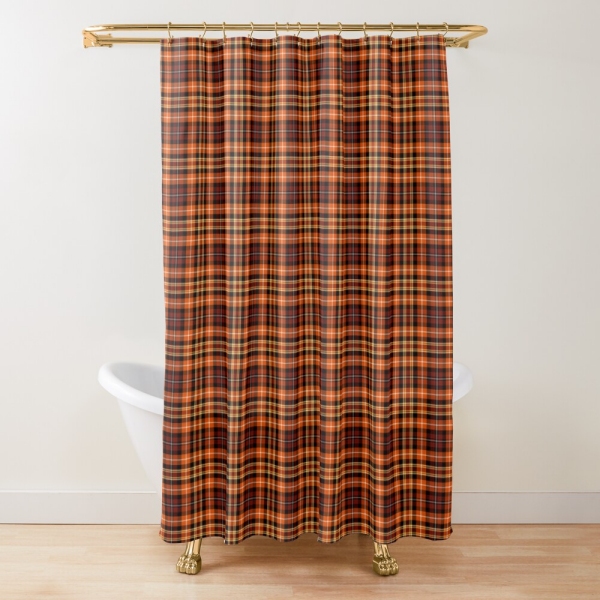 Orange and brown plaid shower curtain