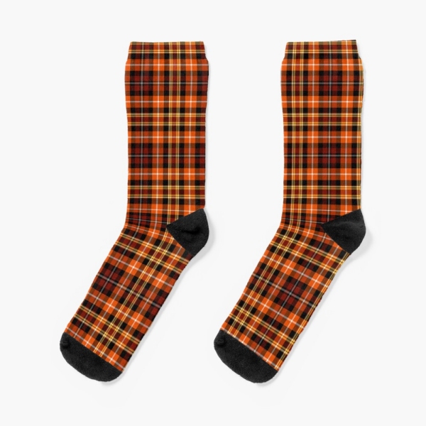 Orange and brown plaid socks