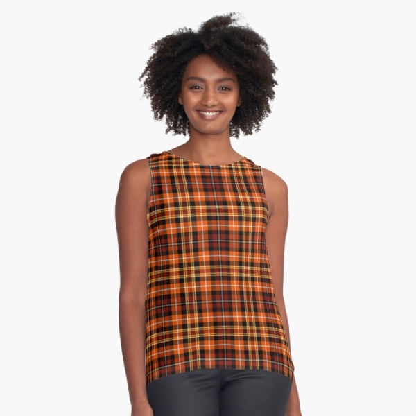 Orange and brown plaid sleeveless top