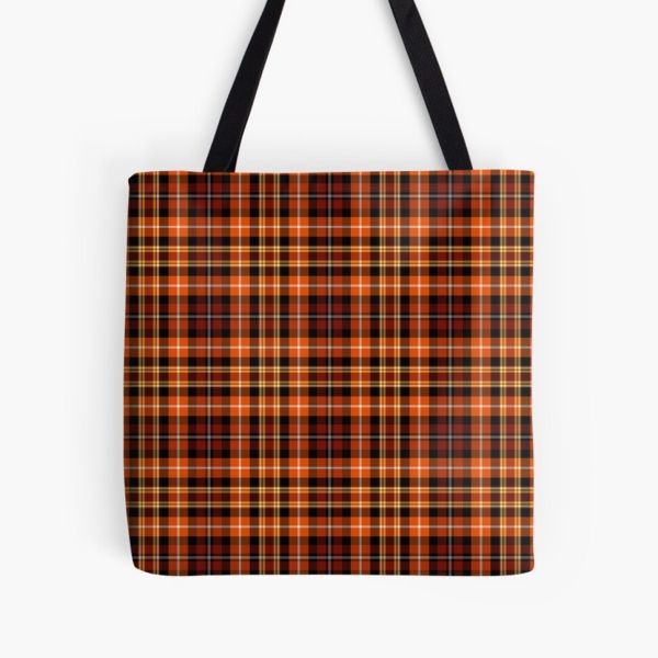 Orange and brown plaid tote bag