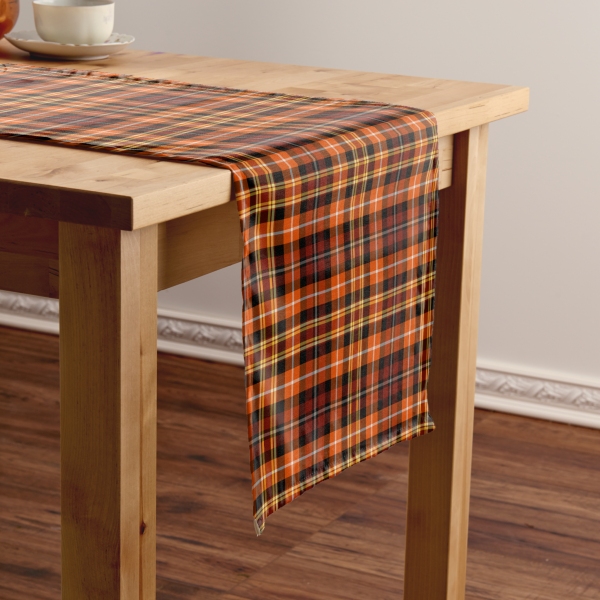 Orange and brown plaid table runner
