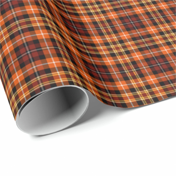 Orange and brown plaid wrapping paper