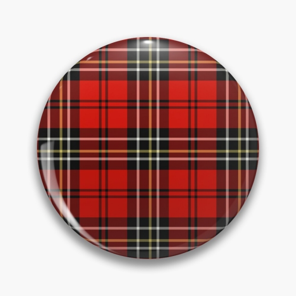 Red vintage plaid pinback button