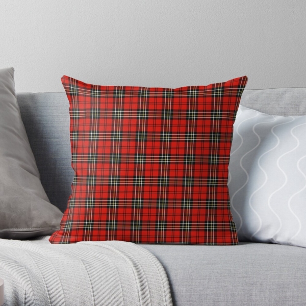 Red vintage plaid throw pillow