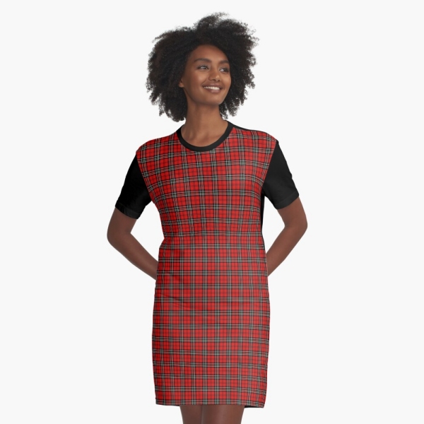 Red vintage plaid tee shirt dress