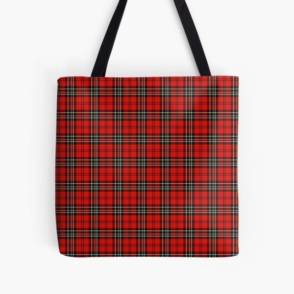 Red vintage plaid tote bag