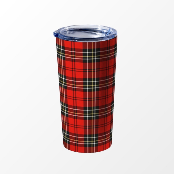 Red vintage plaid travel mug